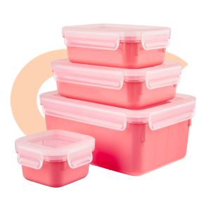 طقم علب ماسترسيل كلر من تيفال، 4 قطع مقاس(0.20 - 0.55-0.80-2.20) لتر، زهري 4168430012386