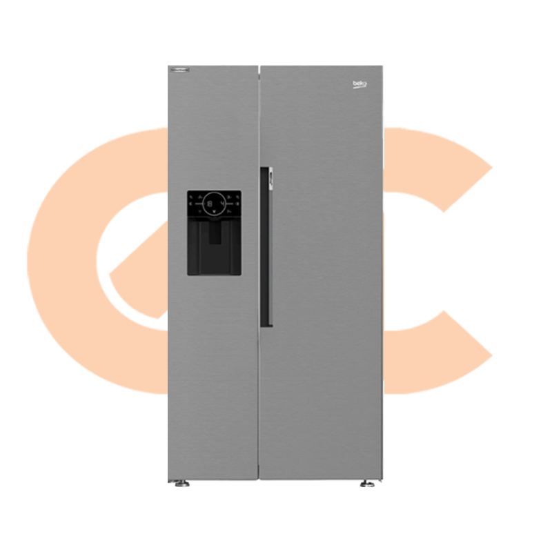 Beko Freestanding Digital Refrigerator 651lt – net 525lt Side By Side Dispenser Stainless Inverter Model GN166130XB
