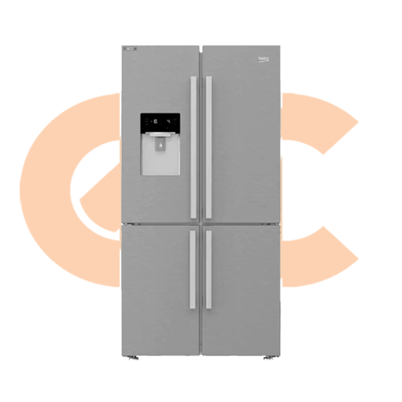 Beko Freestanding Digital Refrigerator, No Frost, 4 Doors, Dispenser 565 Litres, Stainless steel Model-GNE134626ZX