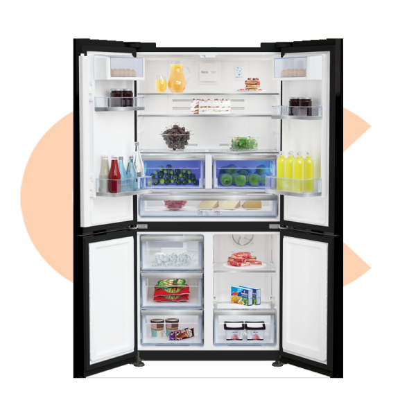 Beko Freestanding Digital Refrigerator, No Frost, 4 Doors, Inverter Black Model-GNE134626BH