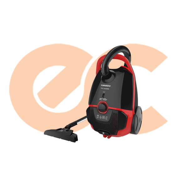 TORNADO Vacuum Cleaner 1600 Watt HEPA Filter Black x RED TVC-1600MR