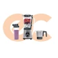 خلاط تانك 800وات وعاء 1.5لتر زجاج مطحنة وعاء شخصي سيلفر×اسود YB-S62k GR 6223003249526