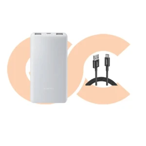 Xiaomi Power Bank 10000mAh 22.5W Lite GL Fast Charging White - Anker Nylon Cable USB-A to USB-C – 6ft Black A8173H11